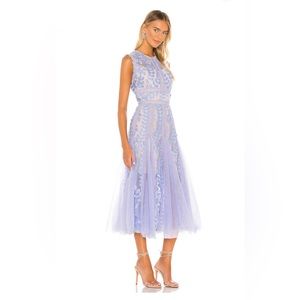 Bronx and Banco violet Saba midi dress with floral applique